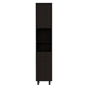 English Elm 2-Shelf Modern Rectangle Pantry Cabinet Wenge – Slim 78.7" Tall Space-Saving Storage with 5 Shelves, Metal Legs B06280432