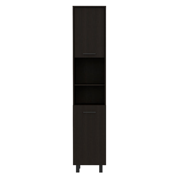 English Elm 2-Shelf Modern Rectangle Pantry Cabinet Wenge – Slim 78.7" Tall Space-Saving Storage with 5 Shelves, Metal Legs B06280432