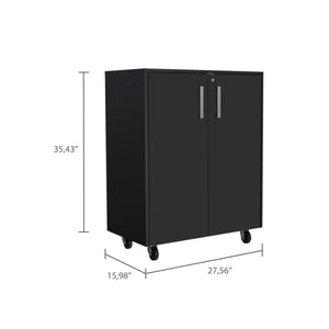 English Elm Wenge Rectangle Storage Cabinet Base with Locking Two-Door Design, Metal Hardware, 2 Shelves, Durable Finish B06280243