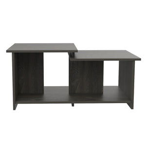 English Elm 1-Shelf Wenge Coffee Table with Tiered Top & Full Lower Shelf, Sleek Finish, Durable Metal Hinges, Stylish Storage - 35.1" Wide B06280508