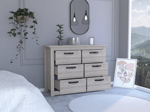 English Elm Bellingham 6-Drawer Dresser Light Gray — Modern Spacious Storage, Sleek Metal Hardware, Sturdy Legs, 47.24" W B062S00155