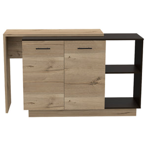 English Elm 2-Shelf Melamine Kitchen Island Wenge & Light Oak — Rustic Noble Design, 1 Drawer, 5 Shelves, Compact Storage B062S00134