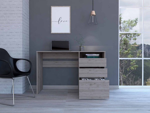 English Elm Waterbury Light Grey Computer Desk with 3 Drawers & 1 Shelf — Space-Saving Home Office Solution, 47.4" wide B06280258