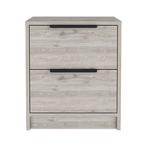 English Elm Cannon Two-Drawer Nightstand Light Grey with Slim Bar Handles, Compact Storage, Modern Bedroom Accent B06280502