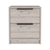 Modern Cannon 2-Drawer Nightstand in Light Grey with Metal Hardware, Manufactured Wood, 14.20 x 16.10 x 18.80