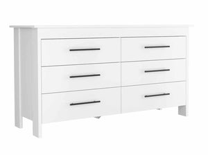 English Elm Southington Sleek 6-Drawer Rectangle Dresser with Black Metal Pulls and Spacious Organized Storage White B062S00140