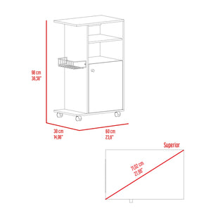 English Elm 1-Shelf Kitchen Cart with Caster Wengue — Mobile Microwave Stand, Compact Storage Shelf, Modern Finish, Smooth Wheels for Easy Relocation and Stylish Organization B06280102