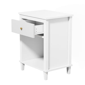 English Elm 26.77''H Modern Wooden Nightstand with Drawer and Open Shelf, Sturdy MDF Build, Tip-Restraint Included White 25.42 L x 19.08 W x 6.33 H W80859138