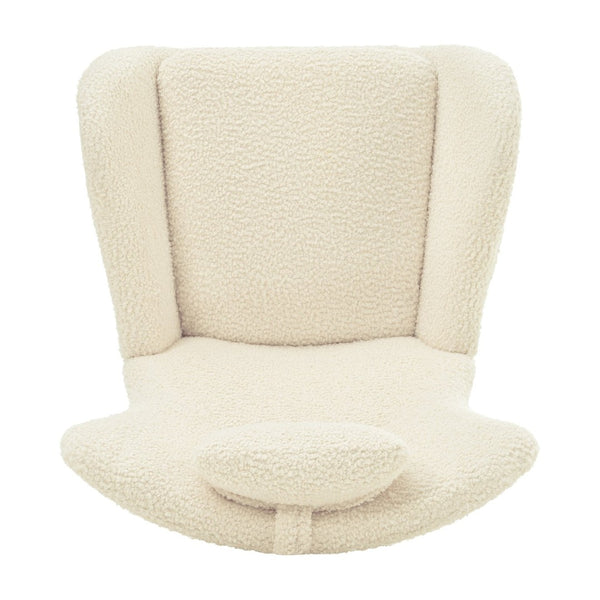 English Elm Rocking Glider Chair Teddy Upholstered High Back with Adjustable Headrest for Nursery W680127248