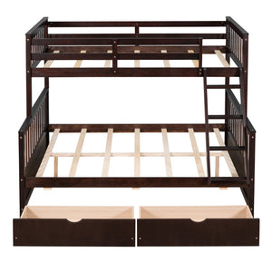 English Elm Twin-over-full Bunk Bed Solid Pine Frame Espresso Finish with Under Drawer Storage LT000065AAP