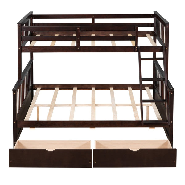 English Elm Twin-over-full Bunk Bed Solid Pine Frame Espresso Finish with Under Drawer Storage LT000065AAP