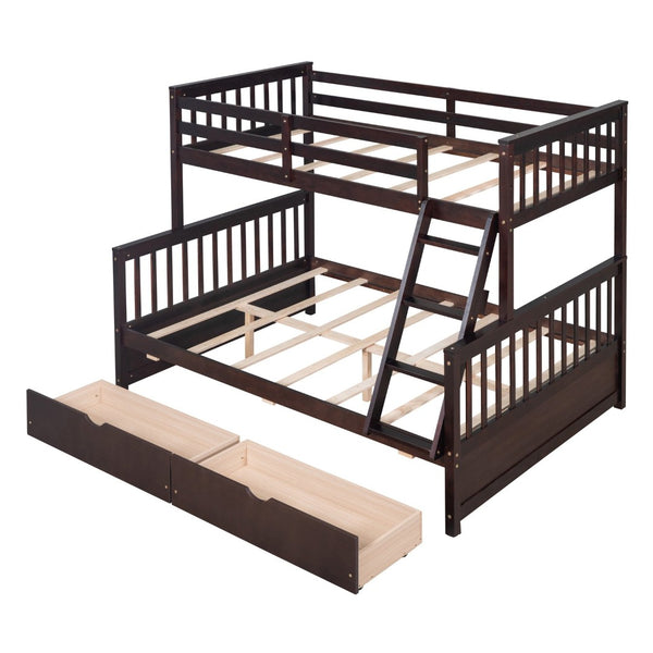 English Elm Twin-over-full Bunk Bed Solid Pine Frame Espresso Finish with Under Drawer Storage LT000065AAP