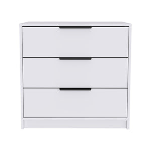 English Elm White 3-Drawer Rectangle Dresser — Compact White Storage Cabinet with Ample Organized Drawers, Top Display Space (27.5"W x 27.04"H) B06280503