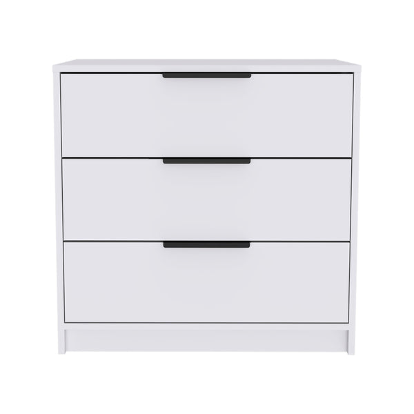 English Elm White 3-Drawer Rectangle Dresser — Compact White Storage Cabinet with Ample Organized Drawers, Top Display Space (27.5"W x 27.04"H) B06280503