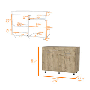 English Elm Macadamia 1-Drawer Rectangle Base Cabinet with 2 Doors, 3 Shelves, Creamy Finish for Elegant Storage B062S00149