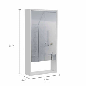 English Elm Burlington Modern Rectangular Medicine Cabinet with Mirrored Door and Open Shelves for Baths White B06280283
