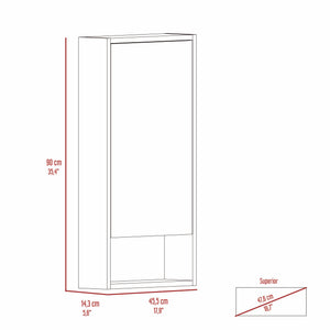 English Elm Burlington Modern Rectangular Medicine Cabinet with Mirrored Door and Open Shelves for Baths White B06280283