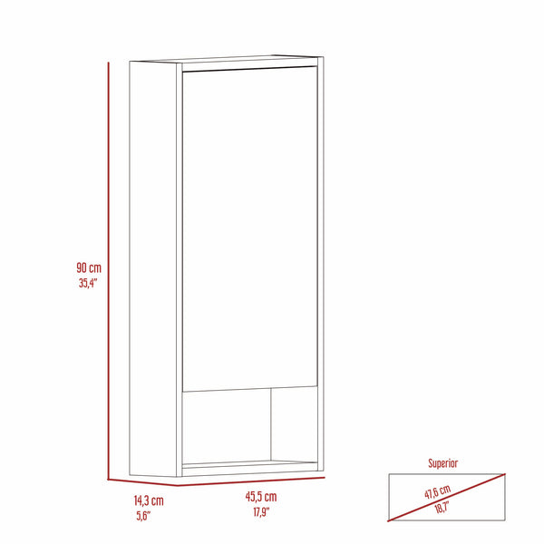 English Elm Burlington Modern Rectangular Medicine Cabinet with Mirrored Door and Open Shelves for Baths White B06280283