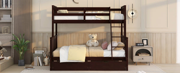 English Elm Twin-over-full Bunk Bed Solid Pine Frame Espresso Finish with Under Drawer Storage LT000065AAP
