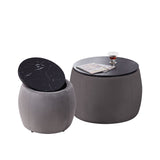 Set of 2 Round End Tables with Storage, Removable Top, for Living Room, Bedroom, Top Φ650*450,Φ480*390