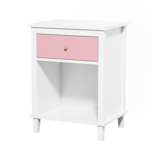 English Elm 26.77''H Modern Wooden Nightstand with Drawer and Open Shelf, Sturdy MDF Build, Tip-Restraint Included Pink 26 L x 19 W x 6.2 H W80859135