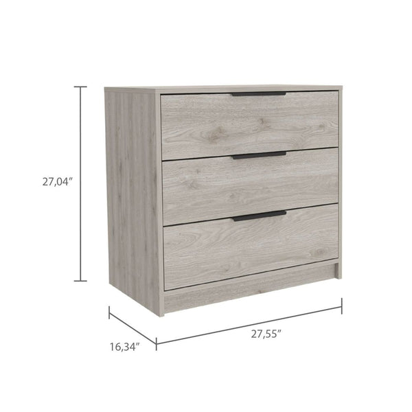 English Elm Cannon 3-Drawer Rectangle Dresser Light Grey — Compact Modern Storage, Sleek Top Display Surface, Durable Manufactured Wood organizer B06280505