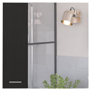 English Elm 4-Shelf Black Wenge Bathroom Medicine Cabinet with Mirror, Double-Door Storage & Top Shelf Space B06280223