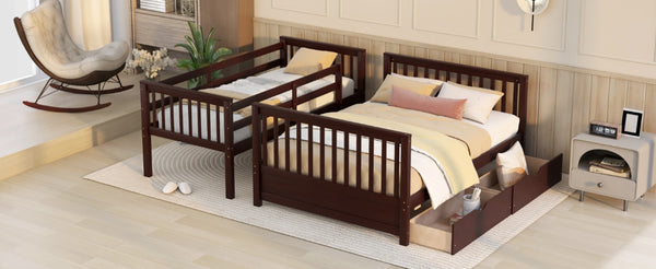 English Elm Twin-over-full Bunk Bed Solid Pine Frame Espresso Finish with Under Drawer Storage LT000065AAP