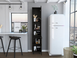 English Elm 2-Shelf Modern Rectangle Pantry Cabinet Wenge – Slim 78.7" Tall Space-Saving Storage with 5 Shelves, Metal Legs B06280432