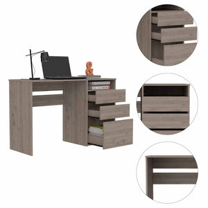 English Elm Waterbury Light Grey Computer Desk with 3 Drawers & 1 Shelf — Space-Saving Home Office Solution, 47.4" wide B06280258