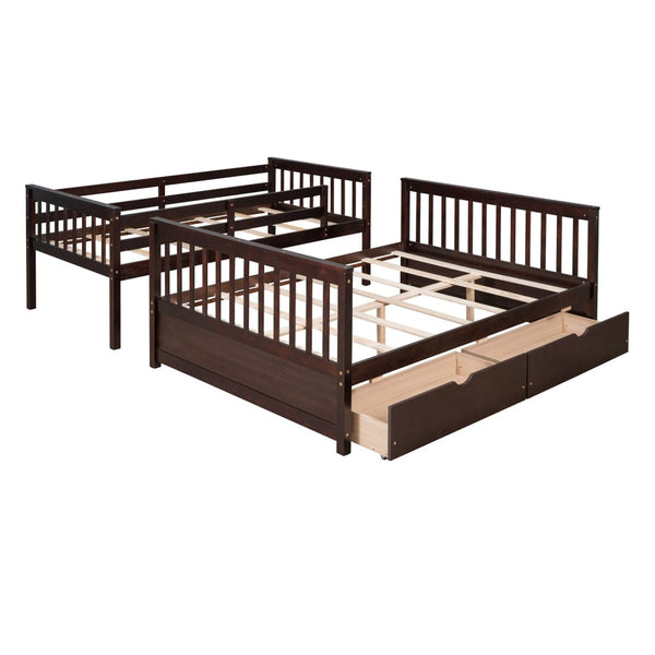 English Elm Twin-over-full Bunk Bed Solid Pine Frame Espresso Finish with Under Drawer Storage LT000065AAP
