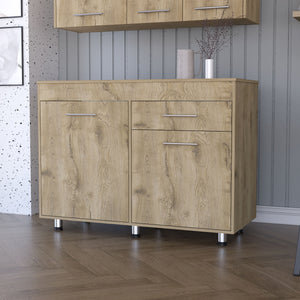 English Elm Macadamia 1-Drawer Rectangle Base Cabinet with 2 Doors, 3 Shelves, Creamy Finish for Elegant Storage B062S00149