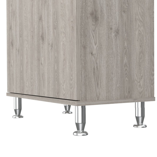 English Elm Santa 1-Drawer Area Pantry with 5 Shelves, 4 Doors and Open Appliance Surface for Kitchen Storage Light Gray B06280027