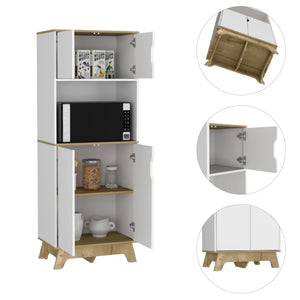 English Elm Danville Narrow Microwave Pantry Cabinet with Adjustable Shelf, Light Oak & White Storage Tower (67") B062S00021