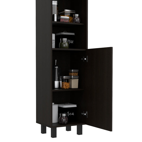 English Elm 2-Shelf Modern Rectangle Pantry Cabinet Wenge – Slim 78.7" Tall Space-Saving Storage with 5 Shelves, Metal Legs B06280432