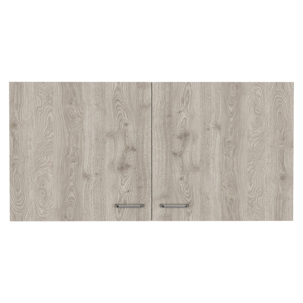 English Elm White 2-Door Light Grey Accent Wall Cabinet with 2 Shelves, 39.3" Wide Storage for Kitchen Organization and Pantry Essentials B06280398