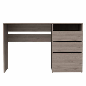 English Elm Waterbury Light Grey Computer Desk with 3 Drawers & 1 Shelf — Space-Saving Home Office Solution, 47.4" wide B06280258