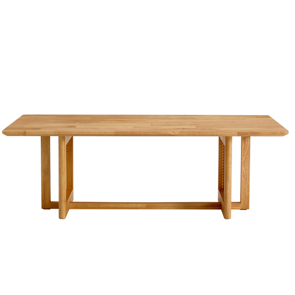 English Elm Chinese imitation rattan coffee table rectangular solid wood tea table rustic modern compact design, stylish Natural W115191494