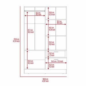 English Elm 1-Drawer Rectangular Armoire Wengue and White Finish with 8 Shelves, 5 Doors & Spacious Storage Organizer B062S00054