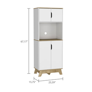 English Elm Danville Narrow Microwave Pantry Cabinet with Adjustable Shelf, Light Oak & White Storage Tower (67") B062S00021