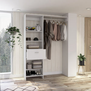 English Elm Lenox White 1-Drawer 4-Shelf Closet System with Metal Rod, 5 Shelves for Versatile Organized Storage (97) B062S00058