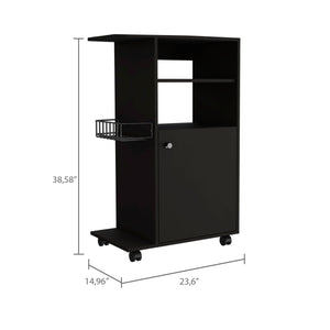 English Elm 1-Shelf Kitchen Cart with Caster Wengue — Mobile Microwave Stand, Compact Storage Shelf, Modern Finish, Smooth Wheels for Easy Relocation and Stylish Organization B06280102