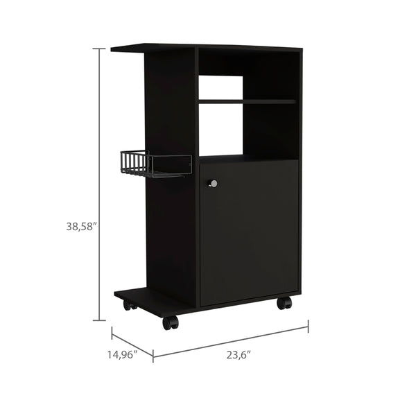 English Elm 1-Shelf Kitchen Cart with Caster Wengue — Mobile Microwave Stand, Compact Storage Shelf, Modern Finish, Smooth Wheels for Easy Relocation and Stylish Organization B06280102