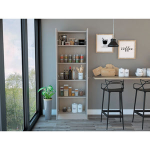 English Elm Buxton Tall Rectangle Storage Cabinet in White Washed Oak — 2-Door, 5-Shelf Organized Elegance B06280485