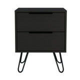 English Elm Black Wengue 2-Drawer Rectangle Nightstand