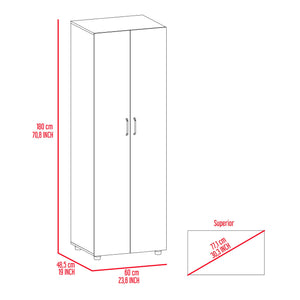 English Elm 2-Shelf Rectangle Armoire Wengue Finish, 3-Shelf Storage Cabinet with 2 Doors, Tall Organizer (70.8") B062S00052