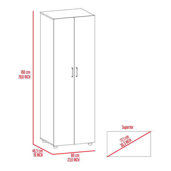 English Elm 2-Shelf Rectangle Armoire Wengue Finish, 3-Shelf Storage Cabinet with 2 Doors, Tall Organizer (70.8") B062S00052