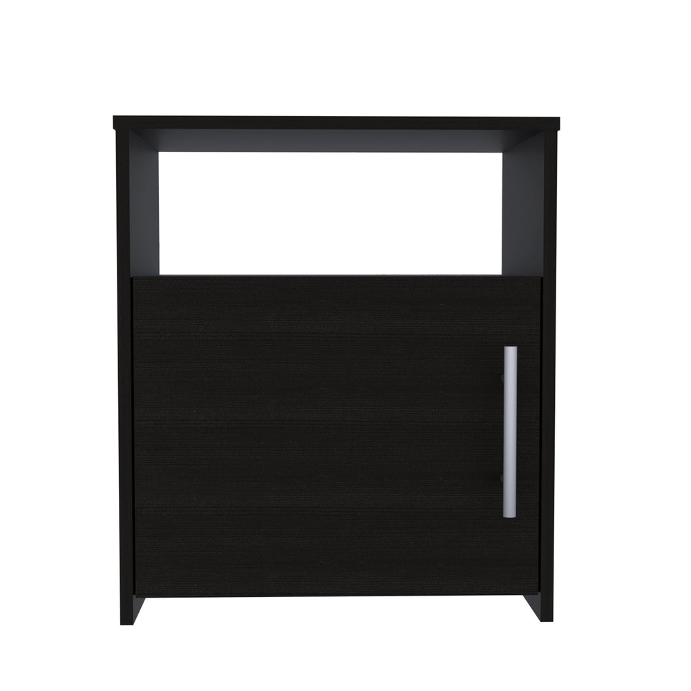 English Elm Wenge Minimalist 1-Shelf Nightstand with Door and Open Shelf, Compact Wengue Finish Storage Cabinet B06280043