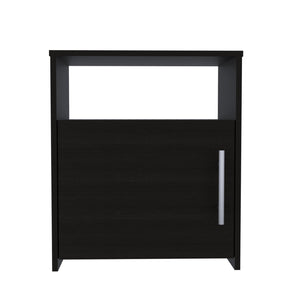 English Elm Wenge Minimalist 1-Shelf Nightstand with Door and Open Shelf, Compact Wengue Finish Storage Cabinet B06280043