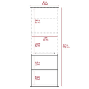 English Elm Light Grey Transitional Bathroom Cabinet with 2 Doors & 4 Shelves — Slim 32" Storage for Towels, Decor, Toiletries (Modern Neutral Finish) B06280563